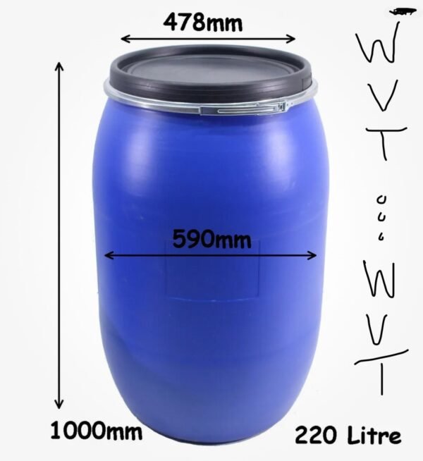 220 Litre Plastic Blue Barrel